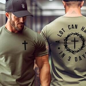 Christian Easter T-Shirt, Men Easter Tee, Unisex Religious 2 Sided
